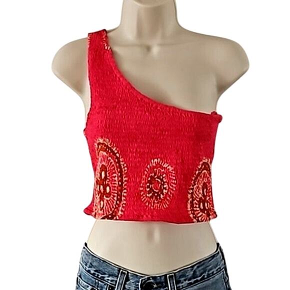House of Harlow 1960 One-Shoulder Tribal Print Top -Size Medium, NWOT, Dark Pink - Picture 3 of 7